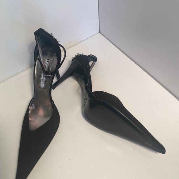 MARIANO FABIANI WOMEN'S DRESS PUMP BLACK AND BEJEWELED SIZE 40 - Picture 6 of 10